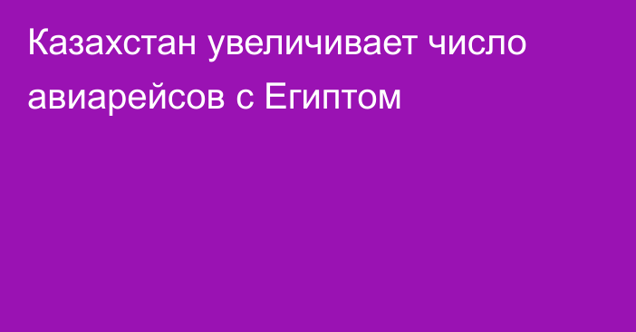 Казахстан увеличивает число авиарейсов с Египтом