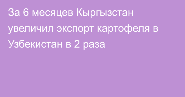 За 6 месяцев Кыргызстан увеличил экспорт картофеля в Узбекистан в 2 раза