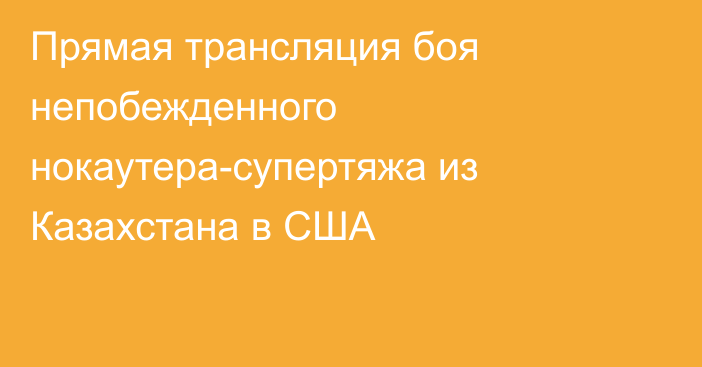 Прямая трансляция боя непобежденного нокаутера-супертяжа из Казахстана в США