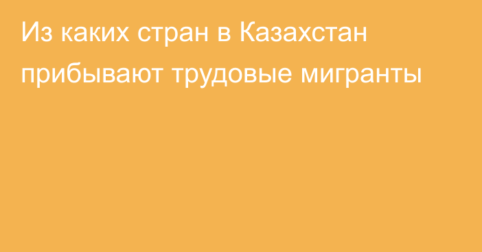 Из каких стран в Казахстан прибывают трудовые мигранты