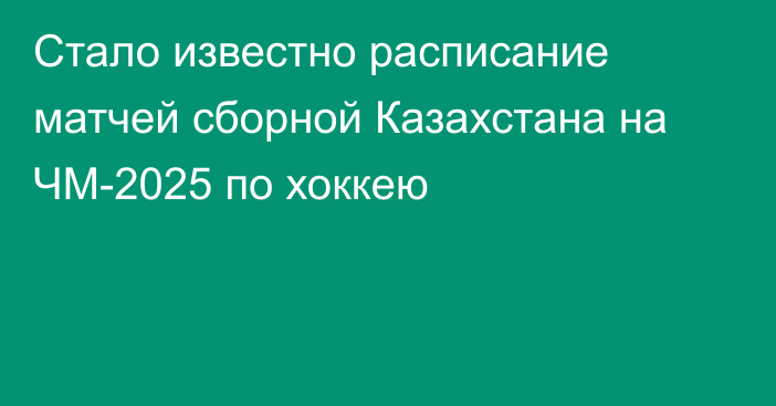 Стало известно расписание матчей сборной Казахстана на ЧМ-2025 по хоккею