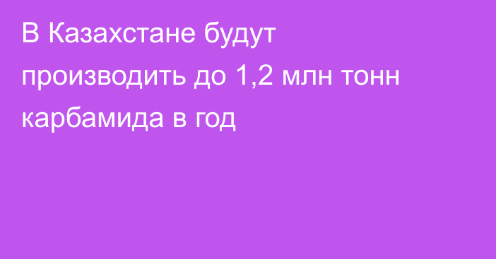 В Казахстане будут производить до 1,2 млн тонн карбамида в год