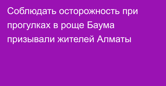 Соблюдать осторожность при прогулках в роще Баума призывали жителей Алматы