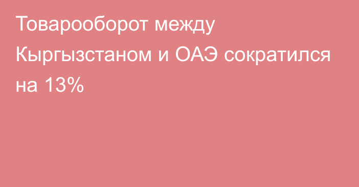 Товарооборот между Кыргызстаном и ОАЭ сократился на 13%