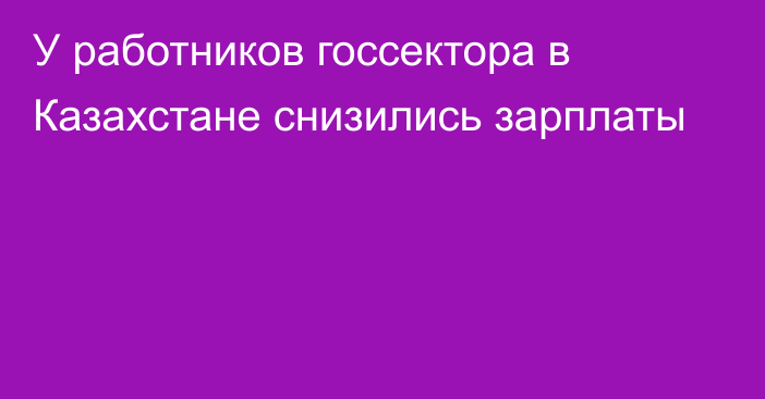 У работников госсектора в Казахстане снизились зарплаты