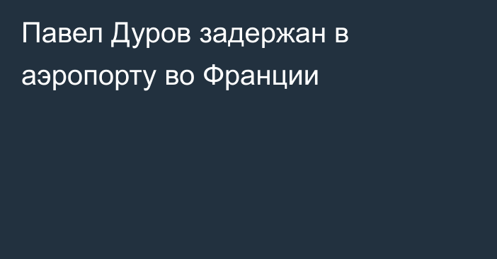 Павел Дуров задержан в аэропорту во Франции