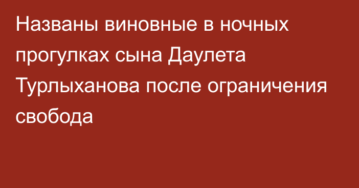 Названы виновные в ночных прогулках сына Даулета Турлыханова после ограничения свобода