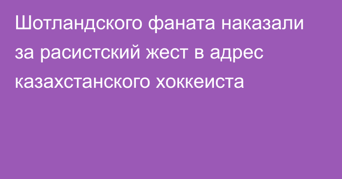 Шотландского фаната наказали за расистский жест в адрес казахстанского хоккеиста