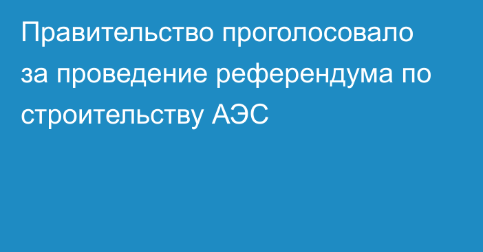 Правительство проголосовало за проведение референдума по строительству АЭС