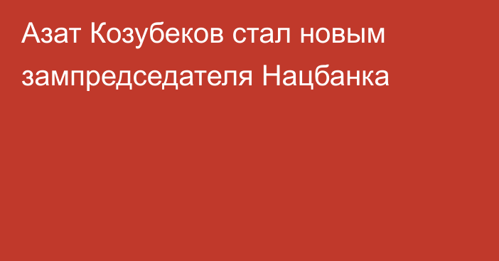 Азат Козубеков стал новым зампредседателя Нацбанка