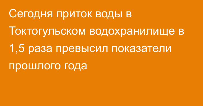 Сегодня приток воды в Токтогульском водохранилище в 1,5 раза превысил показатели прошлого года