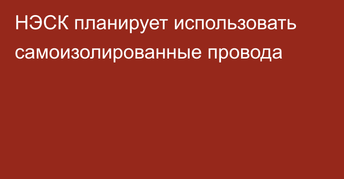 НЭСК планирует использовать самоизолированные провода