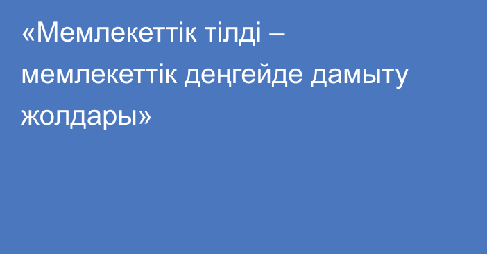 «Мемлекеттік тілді – мемлекеттік деңгейде дамыту жолдары»