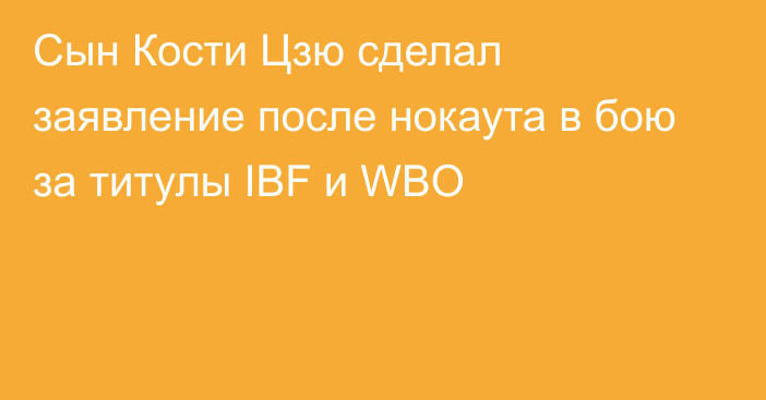 Сын Кости Цзю сделал заявление после нокаута в бою за титулы IBF и WBO