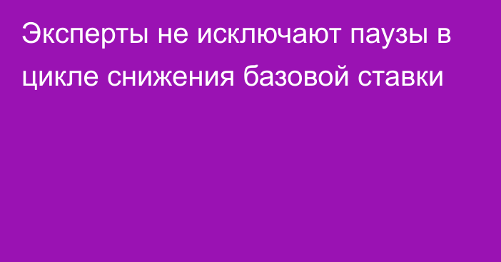 Эксперты не исключают паузы в цикле снижения базовой ставки