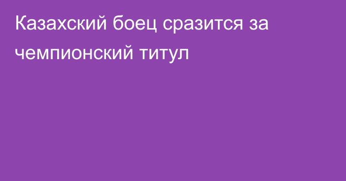 Казахский боец сразится за чемпионский титул