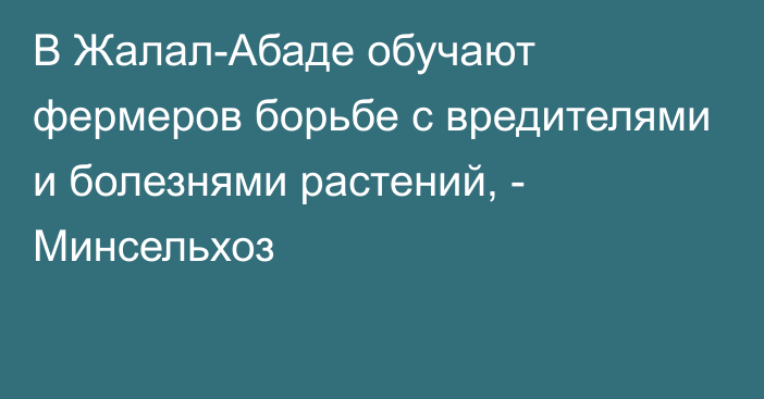 В Жалал-Абаде обучают фермеров борьбе с вредителями и болезнями растений, - Минсельхоз