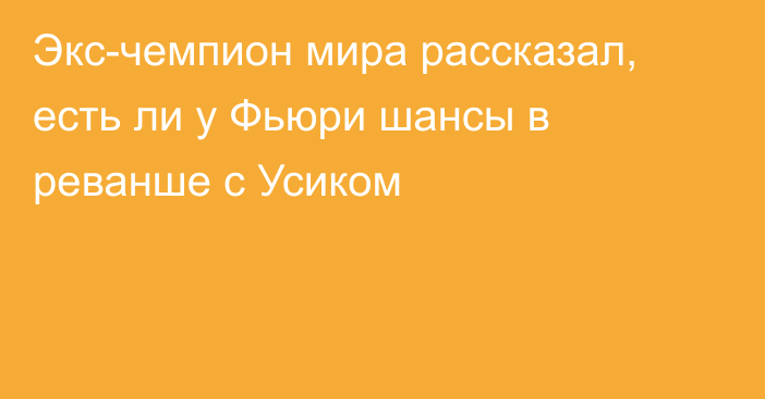 Экс-чемпион мира рассказал, есть ли у Фьюри шансы в реванше с Усиком