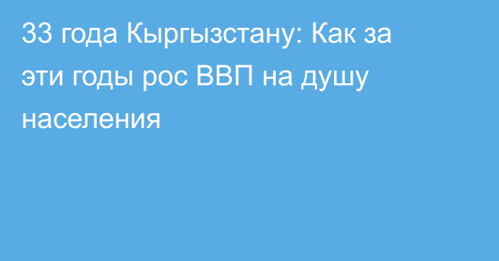 33 года Кыргызстану: Как за эти годы рос ВВП на душу населения