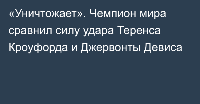 «Уничтожает». Чемпион мира сравнил силу удара Теренса Кроуфорда и Джервонты Девиса