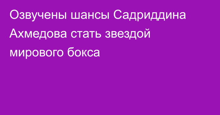 Озвучены шансы Садриддина Ахмедова стать звездой мирового бокса