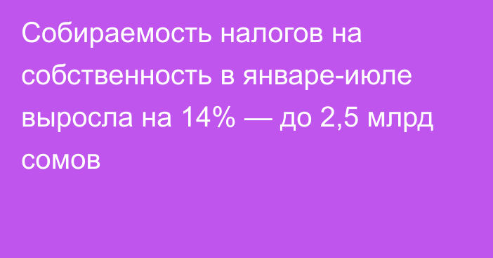 Собираемость налогов на собственность в январе-июле выросла на 14% — до 2,5 млрд сомов