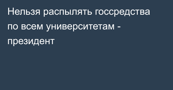 Нельзя распылять госсредства по всем университетам - президент