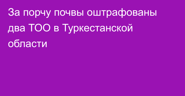 За порчу почвы оштрафованы два ТОО в Туркестанской области