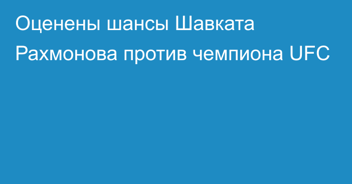 Оценены шансы Шавката Рахмонова против чемпиона UFC