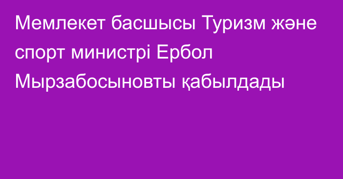 Мемлекет басшысы Туризм және спорт министрі Ербол Мырзабосыновты қабылдады