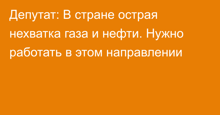 Депутат: В стране острая нехватка газа и нефти. Нужно работать в этом направлении