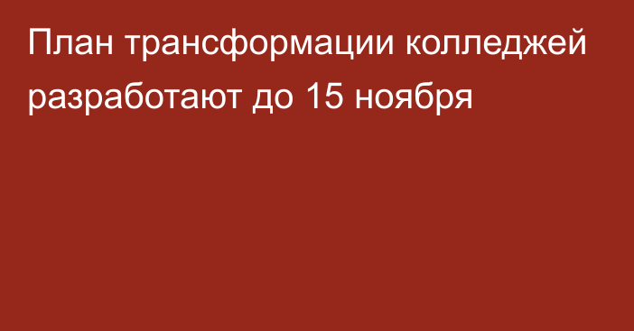 План трансформации колледжей разработают до 15 ноября