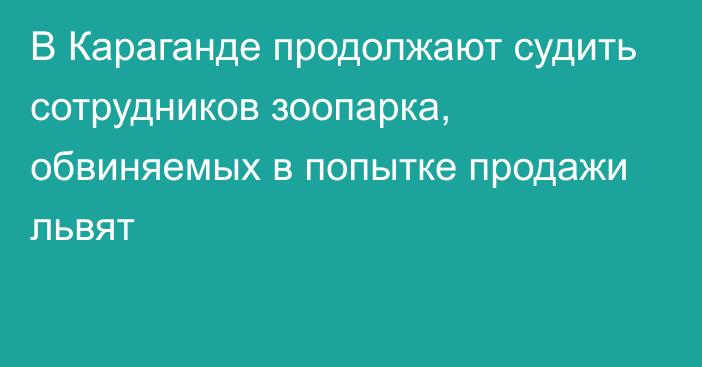 В Караганде продолжают судить сотрудников зоопарка, обвиняемых в попытке продажи львят