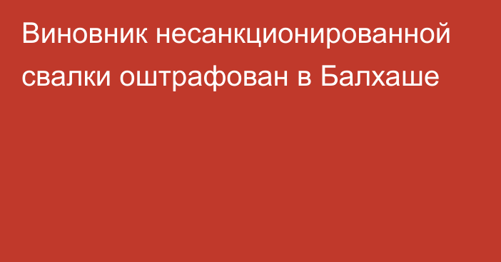 Виновник несанкционированной свалки оштрафован в Балхаше