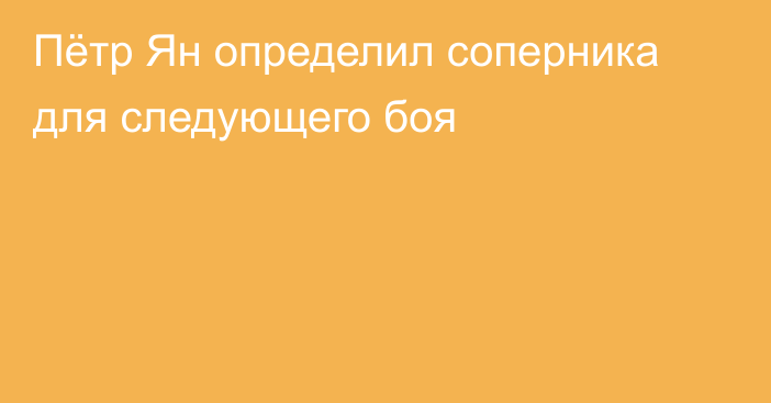 Пётр Ян определил соперника для следующего боя