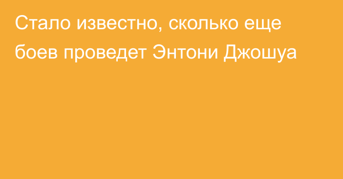 Стало известно, сколько еще боев проведет Энтони Джошуа