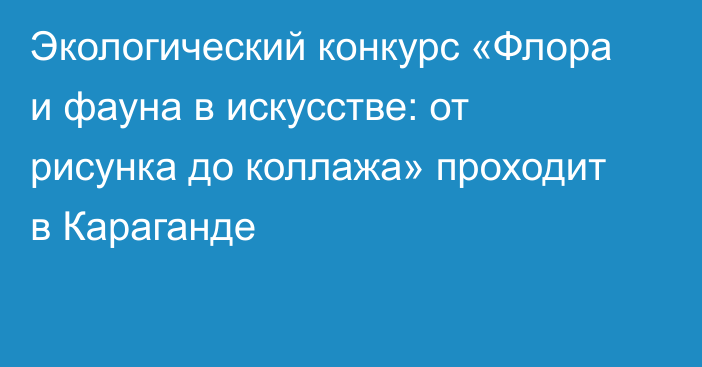 Экологический конкурс «Флора и фауна в искусстве: от рисунка до коллажа» проходит в Караганде