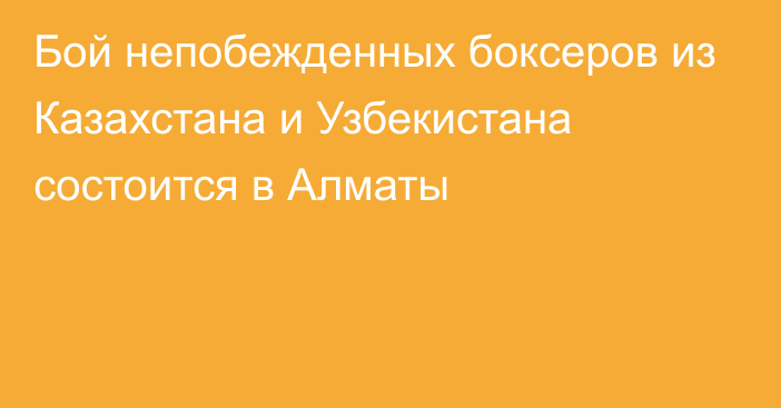 Бой непобежденных боксеров из Казахстана и Узбекистана состоится в Алматы