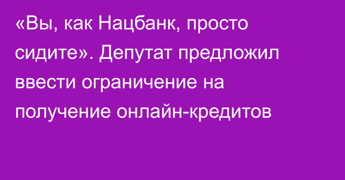 «Вы, как Нацбанк, просто сидите». Депутат предложил ввести ограничение на получение онлайн-кредитов