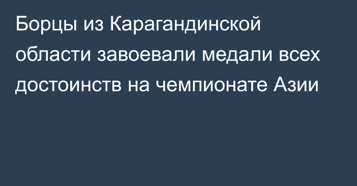 Борцы из Карагандинской области завоевали медали всех достоинств на чемпионате Азии