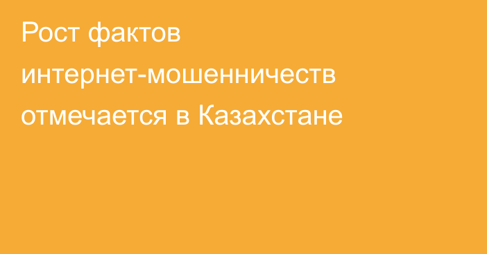 Рост фактов интернет-мошенничеств отмечается в Казахстане