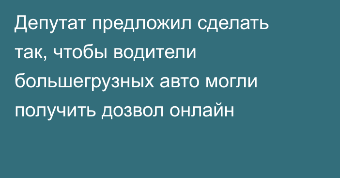 Депутат предложил сделать так, чтобы водители большегрузных авто могли получить дозвол онлайн