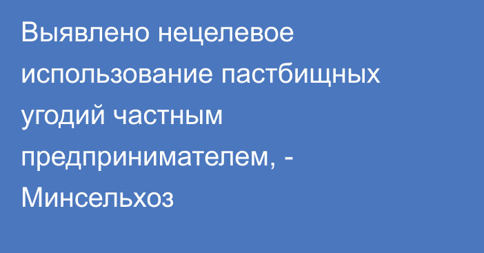 Выявлено нецелевое использование пастбищных угодий частным предпринимателем, - Минсельхоз