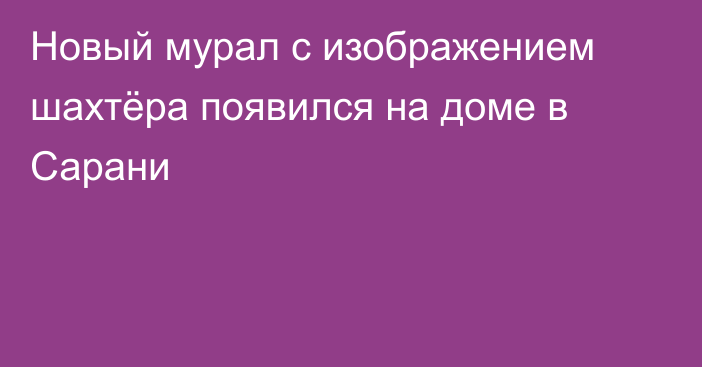 Новый мурал с изображением шахтёра появился на доме в Сарани