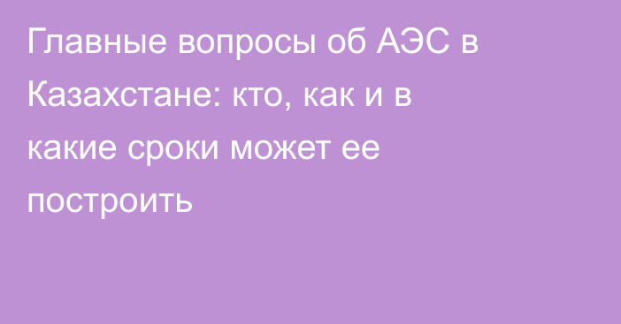 Главные вопросы об АЭС в Казахстане: кто, как и в какие сроки может ее построить