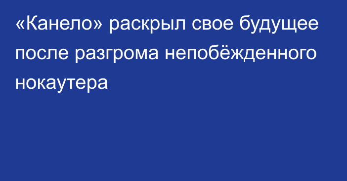 «Канело» раскрыл свое будущее после разгрома непобёжденного нокаутера