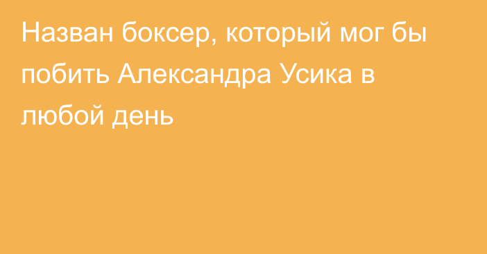 Назван боксер, который мог бы побить Александра Усика в любой день