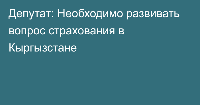 Депутат: Необходимо развивать вопрос страхования в Кыргызстане