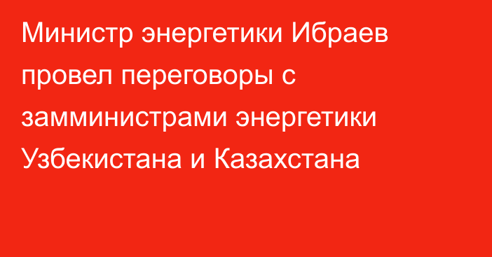 Министр энергетики Ибраев провел переговоры с замминистрами энергетики Узбекистана и Казахстана