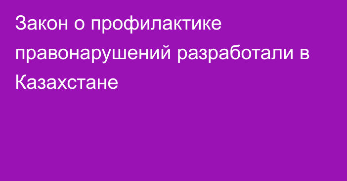 Закон о профилактике правонарушений разработали в Казахстане